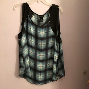 Sheer plaid tank top